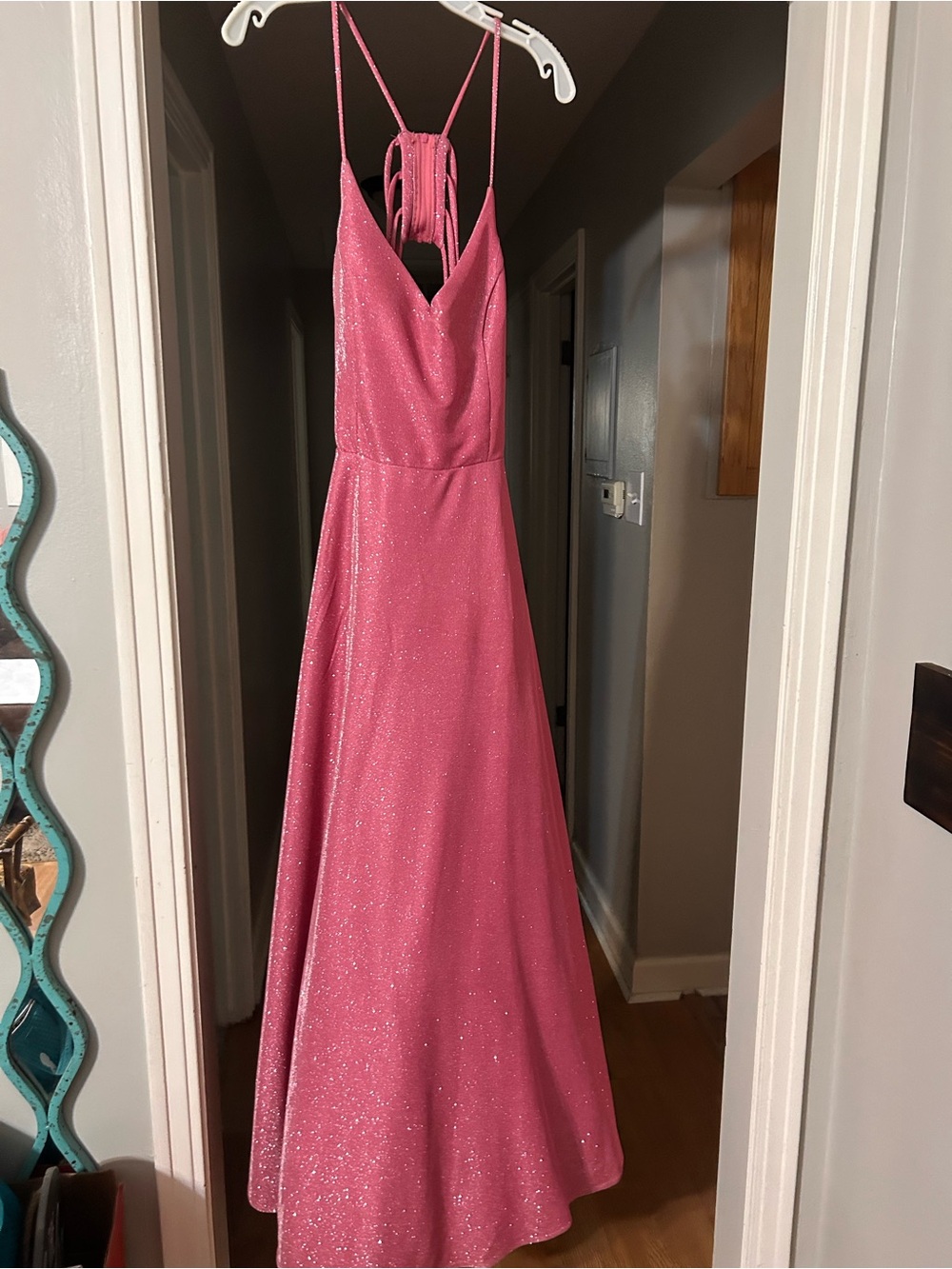 Sparkle Pink A-Line Evening Dress